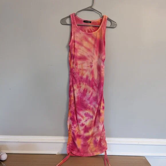 open lace back dress Orange Bustier Tie Dye Dress – Mel's Couture Co main image 0